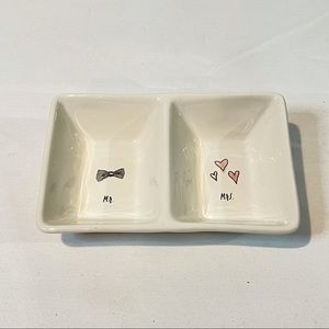 Rae Dunn Mr & Mrs Divided Tray Trinket Snack Dish Artisan Collection by Magenta